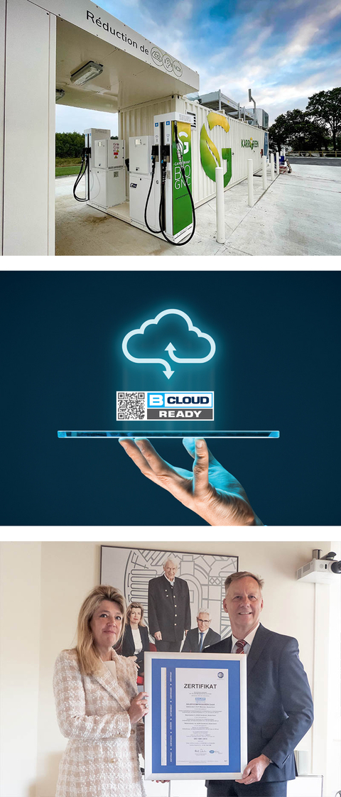 Estaciones de servicio de biogás BAUER para la movilidad verde, BAUER CLOUD, BAUER certificado medioambiental según ISO 14000